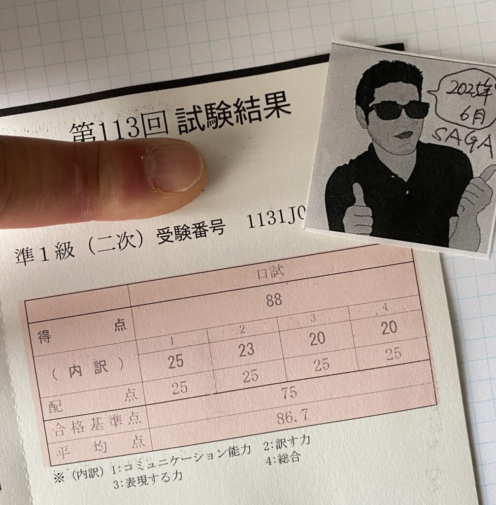中国語検定準1級二次試験結果