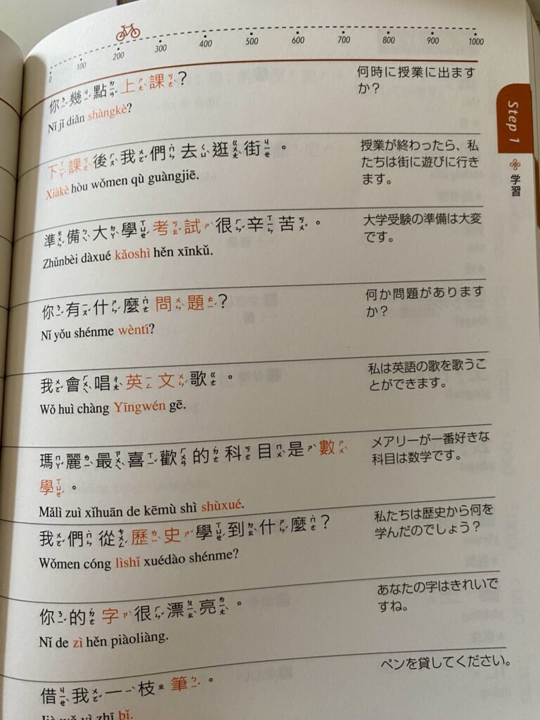 右ページには見出し語を使った例文