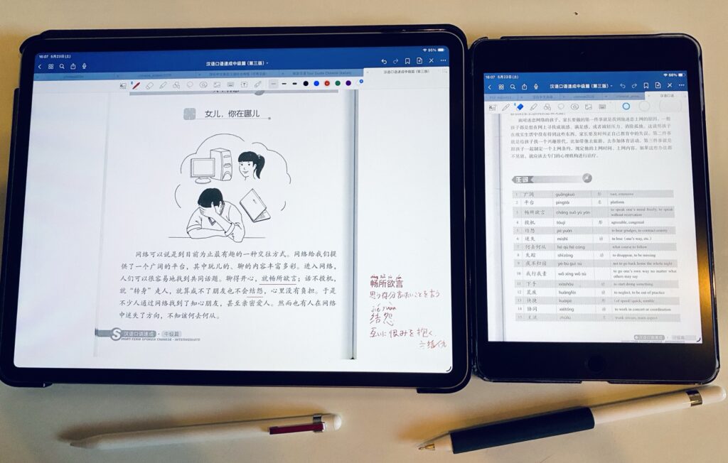 Goodnotes iPad Air と iPad mini 同時表示